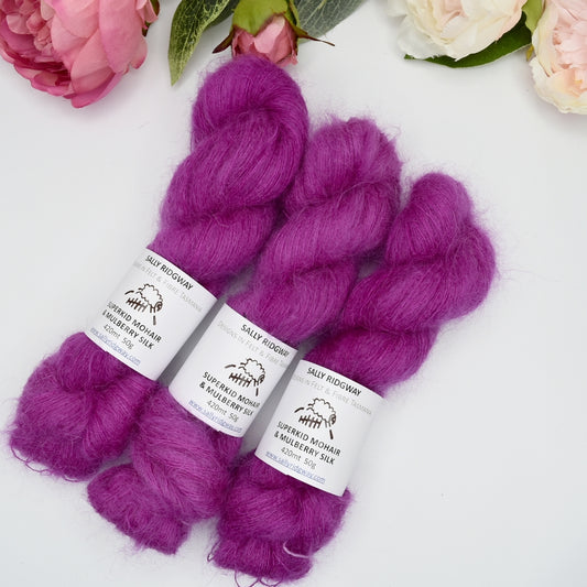 Superkid Mohair & Silk Hand Dyed Raspberry Syrup| Mohair Silk | Sally Ridgway | Shop Wool, Felt and Fibre Online