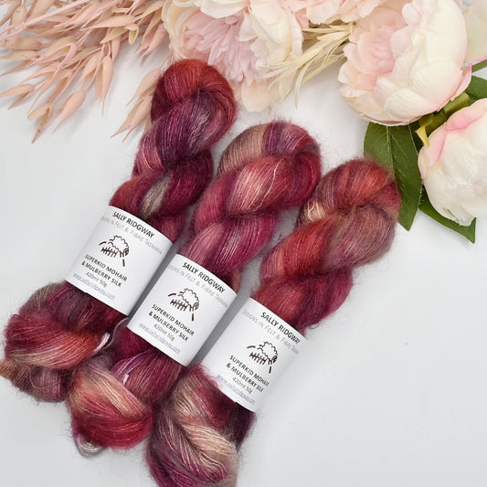 Superkid Mohair & Silk Hand Dyed Sunset| Mohair Silk | Sally Ridgway | Shop Wool, Felt and Fibre Online