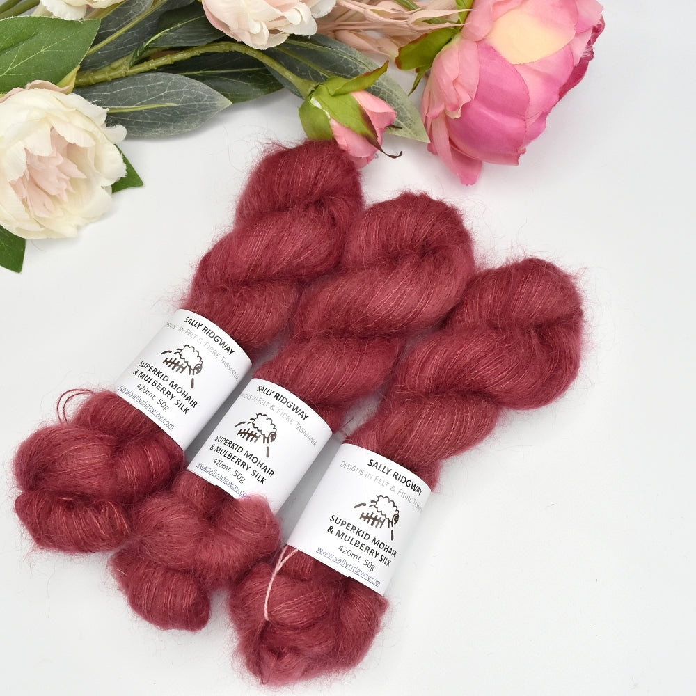 Superkid Mohair & Silk Hand Dyed Telopea| Mohair Silk | Sally Ridgway | Shop Wool, Felt and Fibre Online