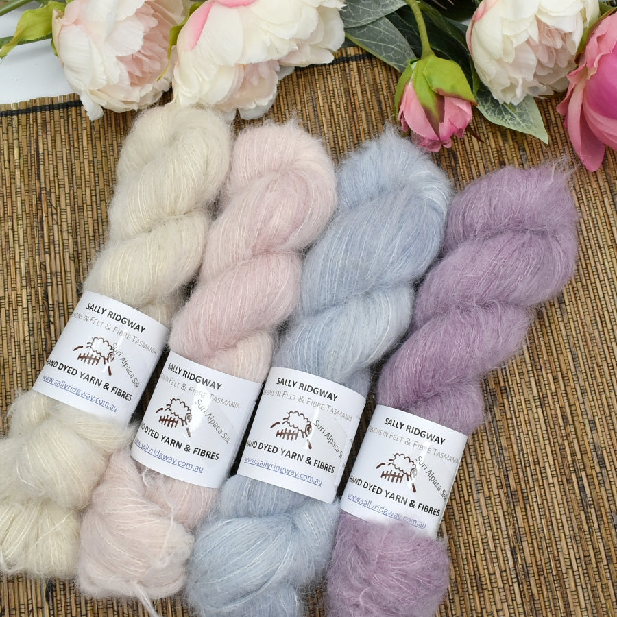 Suri Alpaca Silk Lace Hand Dyed Blue Glaze| Suri Silk Lace | Sally Ridgway | Shop Wool, Felt and Fibre Online