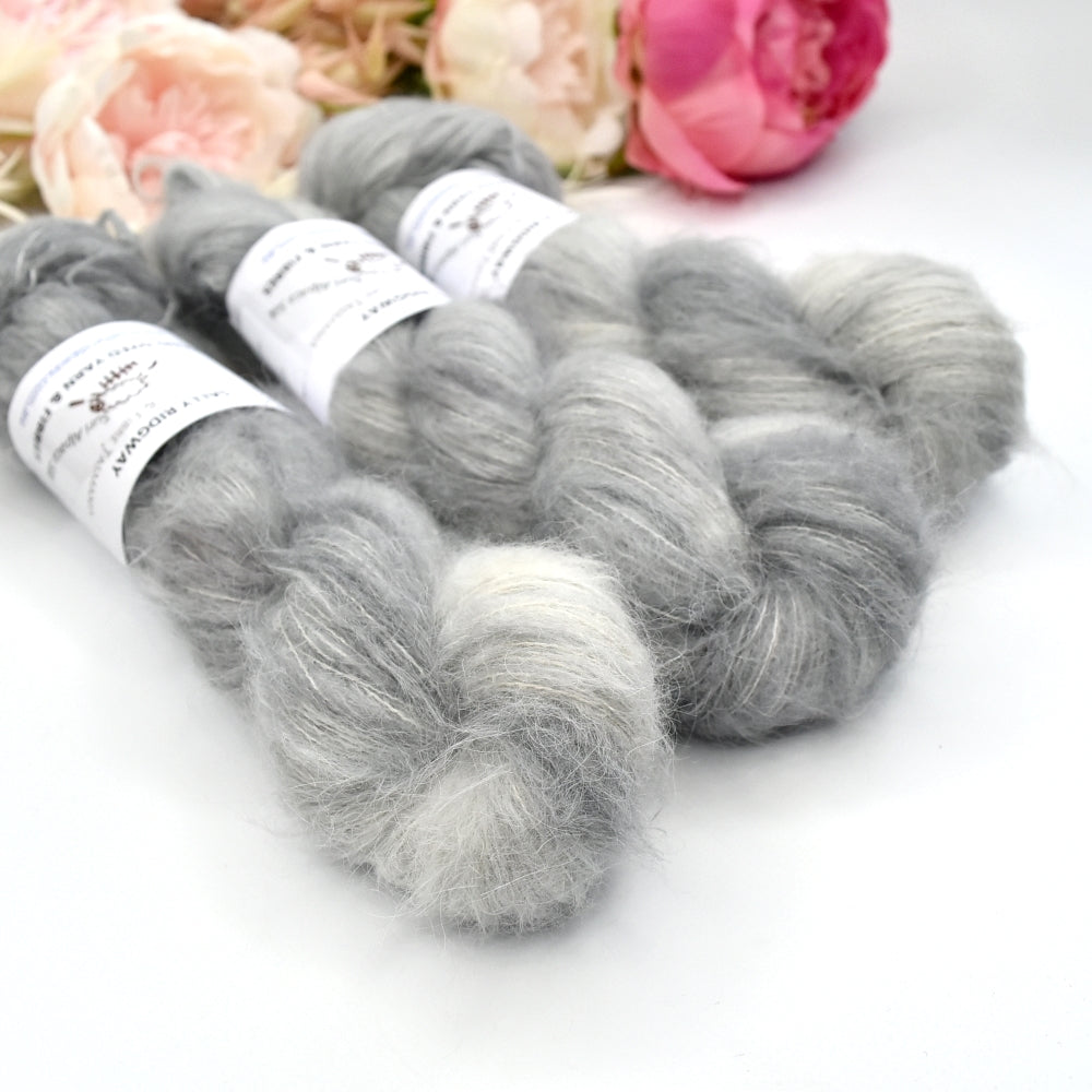 Suri Alpaca Silk Lace Hand Dyed Ash| Suri Silk Lace | Sally Ridgway | Shop Wool, Felt and Fibre Online