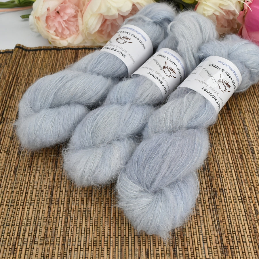 Suri Alpaca Silk Lace Hand Dyed Blue Glaze| Suri Silk Lace | Sally Ridgway | Shop Wool, Felt and Fibre Online