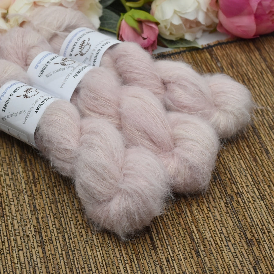 Suri Alpaca Silk Lace Hand Dyed Blush| Suri Silk Lace | Sally Ridgway | Shop Wool, Felt and Fibre Online