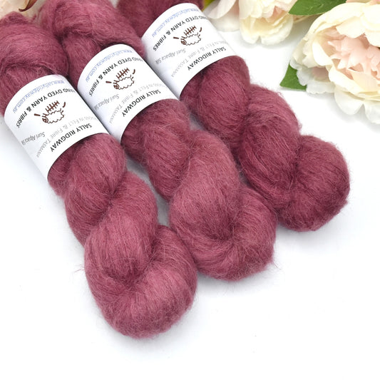 Suri Alpaca Silk Lace Hand Dyed Claret| Suri Silk Lace | Sally Ridgway | Shop Wool, Felt and Fibre Online