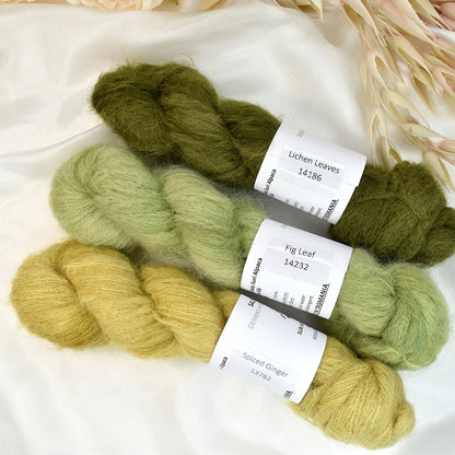 Lichen Leaves Brushed Suri Alpaca Silk Lace Hand Dyed| Suri Silk Lace | Sally Ridgway | Shop Wool, Felt and Fibre Online