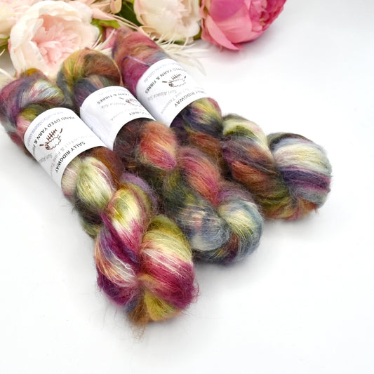 Suri Alpaca Silk Lace Hand Dyed Kaleidoscope| Suri Silk Lace | Sally Ridgway | Shop Wool, Felt and Fibre Online