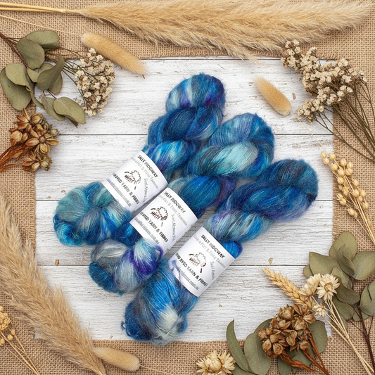 Suri Alpaca Silk Lace Hand Dyed Midnight Blues| Suri Silk Lace | Sally Ridgway | Shop Wool, Felt and Fibre Online