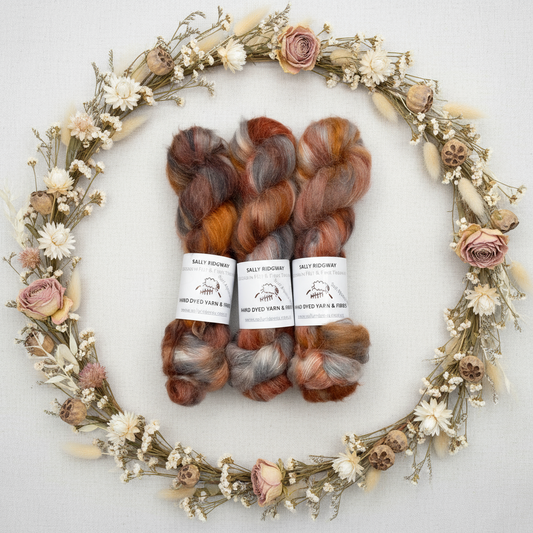 Suri Alpaca Silk Lace Hand Dyed Orange Chocolate| Suri Silk Lace | Sally Ridgway | Shop Wool, Felt and Fibre Online