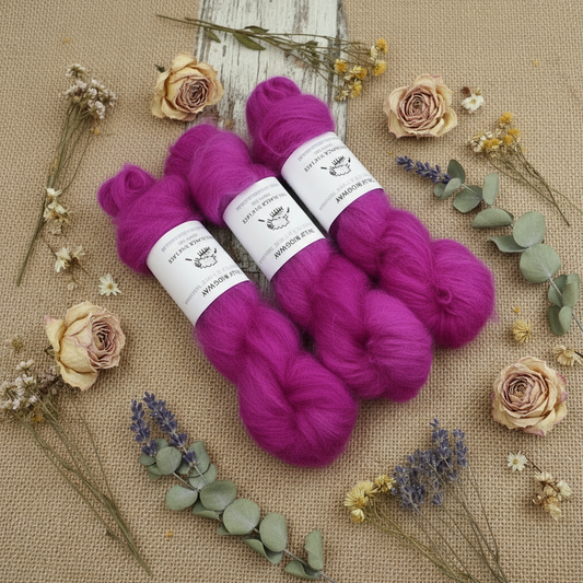 Suri Alpaca Silk Lace Hand Dyed Raspberry Syrup| Suri Silk Lace | Sally Ridgway | Shop Wool, Felt and Fibre Online