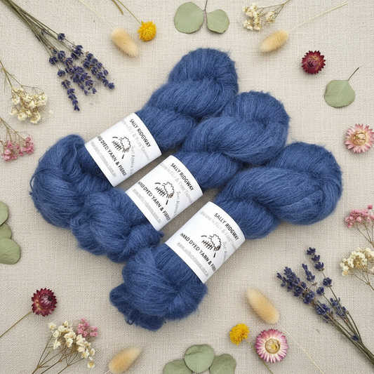 Suri Alpaca Silk Lace Hand Dyed Steel Blue| Suri Silk Lace | Sally Ridgway | Shop Wool, Felt and Fibre Online