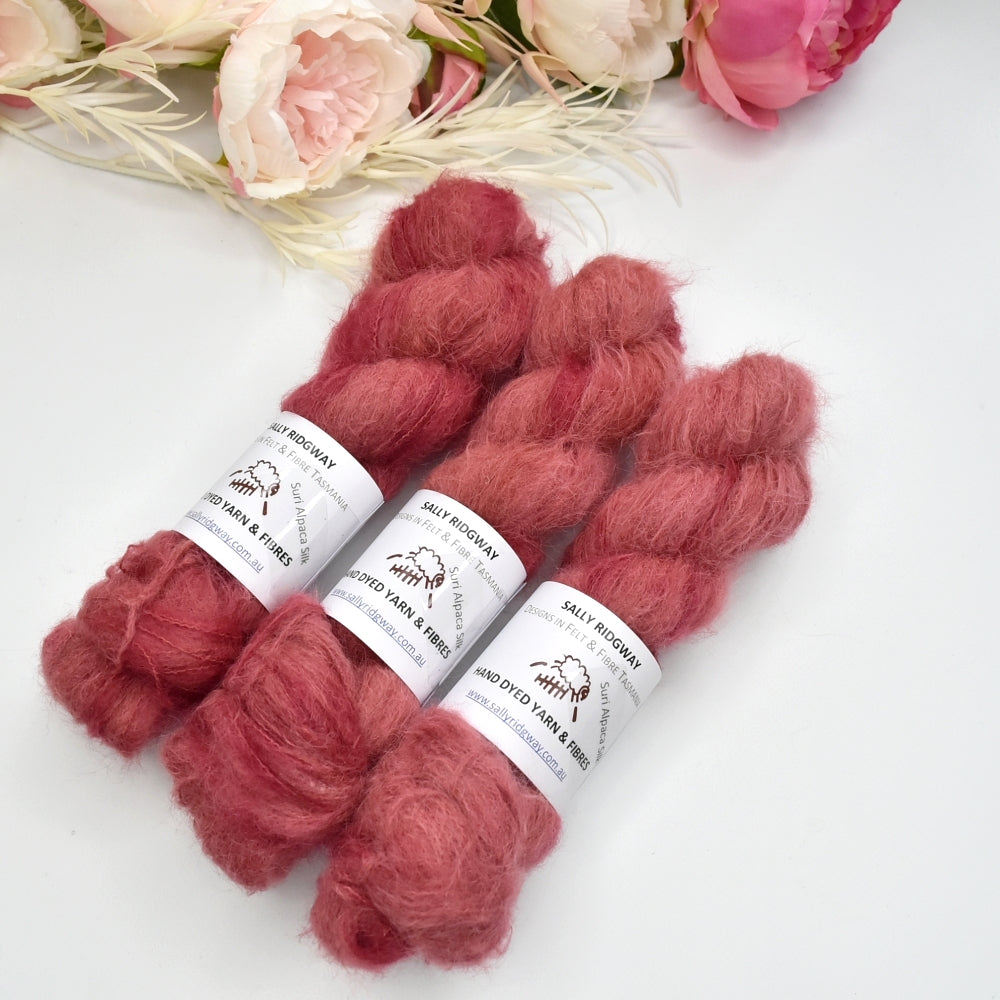 Suri Alpaca Silk Lace Hand Dyed Telopea| Suri Silk Lace | Sally Ridgway | Shop Wool, Felt and Fibre Online