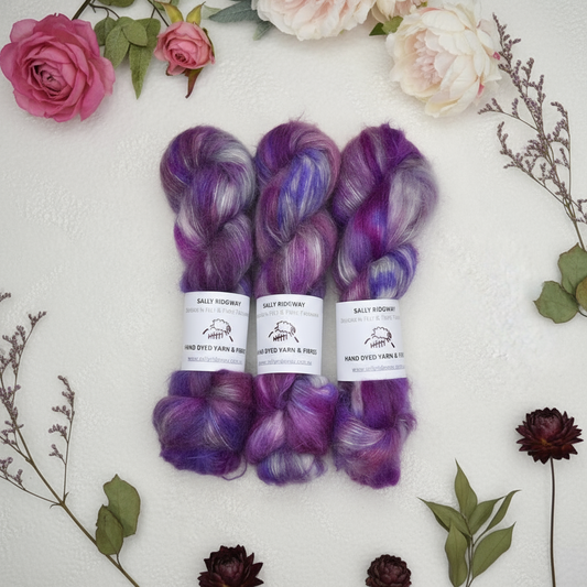 Suri Alpaca Silk Lace Hand Dyed Tempest| Suri Silk Lace | Sally Ridgway | Shop Wool, Felt and Fibre Online