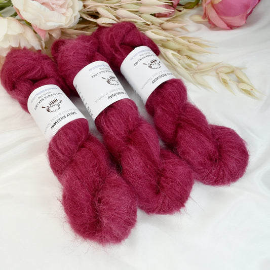 Woodrose Brushed Suri Alpaca Silk Lace Hand Dyed| Suri Silk Lace | Sally Ridgway | Shop Wool, Felt and Fibre Online