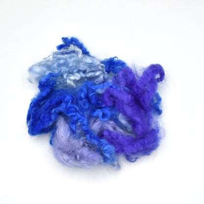 Tasmanian English Leicester Lamb Locks - Blue Purple Mix| English Leicester Wool Tops | Sally Ridgway | Shop Wool, Felt and Fibre Online