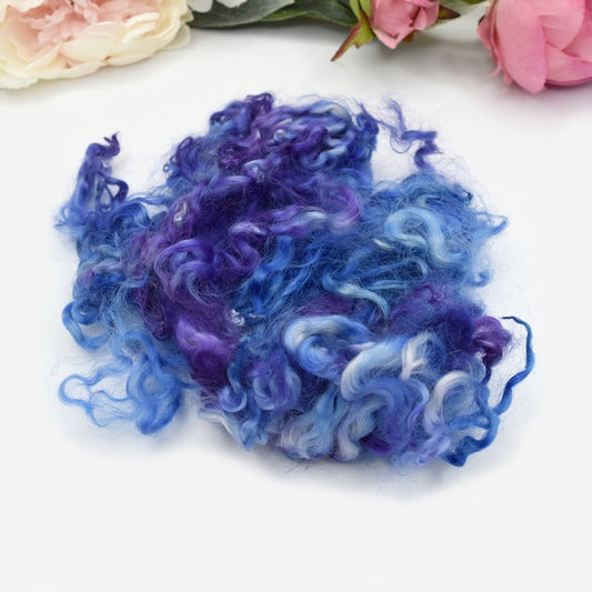 Tasmanian English Leicester Lamb Locks - Hand Dyed Blue Grape| English Leicester Wool Tops | Sally Ridgway | Shop Wool, Felt and Fibre Online