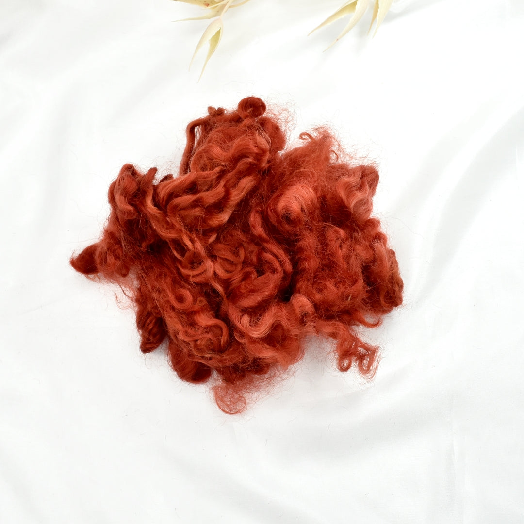 Tasmanian English Leicester Lamb Locks - Red Rock-English Leicester Wool Tops-1-20 Grams-Sally Ridgway Designs in Felt &amp; Fibre