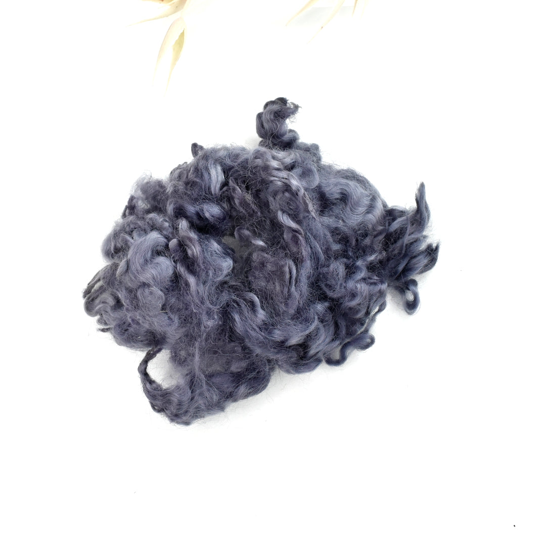 Tasmanian English Leicester Lamb Locks - Storm Clouds-English Leicester Wool Tops-2-20 Grams-Sally Ridgway Designs in Felt &amp; Fibre