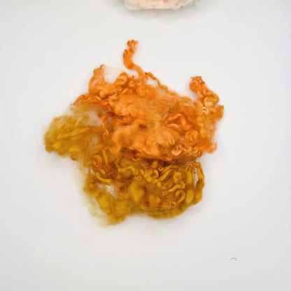 Tasmanian English Leicester Locks Hand Dyed Golden Orange| English Leicester Wool Tops | Sally Ridgway | Shop Wool, Felt and Fibre Online