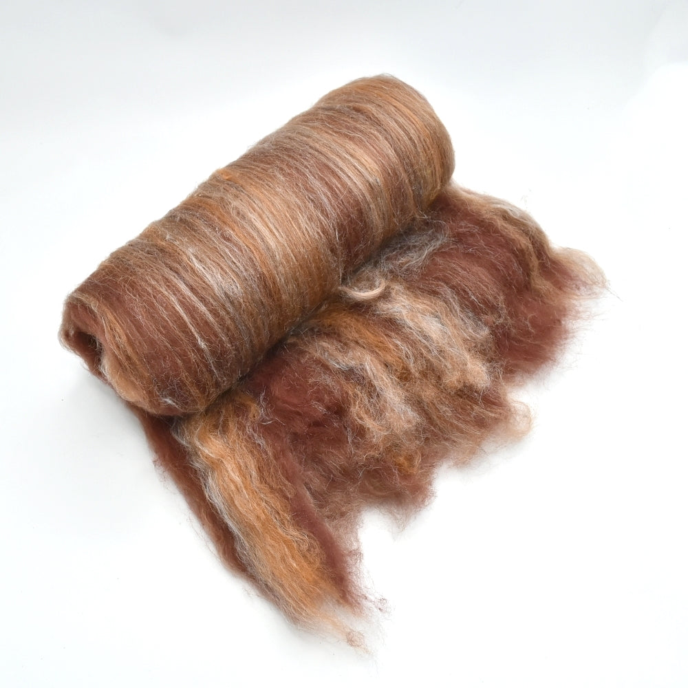 Tasmanian Merino Wool Batts Hand Dyed Variegated Chocolate| Merino Wool Batts | Sally Ridgway | Shop Wool, Felt and Fibre Online