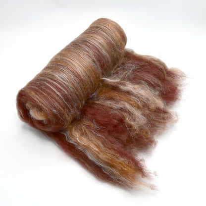 Tasmanian Merino Wool Batts Hand Dyed Variegated Chocolate| Merino Wool Batts | Sally Ridgway | Shop Wool, Felt and Fibre Online