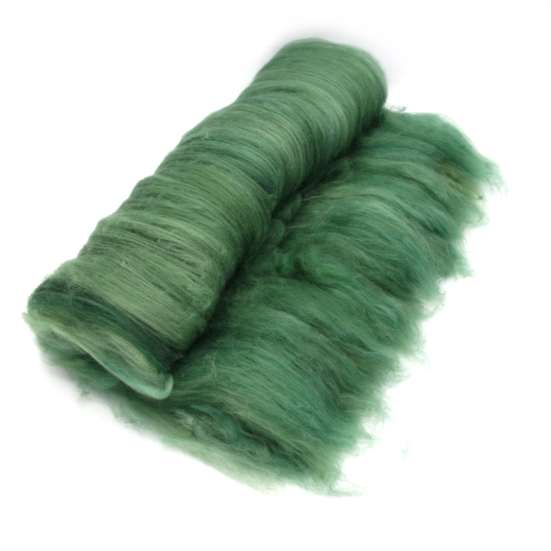 Tasmanian Merino Wool Carded Batts Hand Dyed Argyle Green| Merino Wool Batts | Sally Ridgway | Shop Wool, Felt and Fibre Online