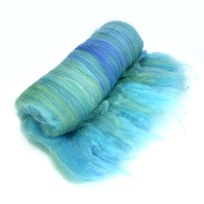 Tasmanian Merino Wool Carded Batts Hand Dyed Blue Green Opal| Merino Wool Batts | Sally Ridgway | Shop Wool, Felt and Fibre Online