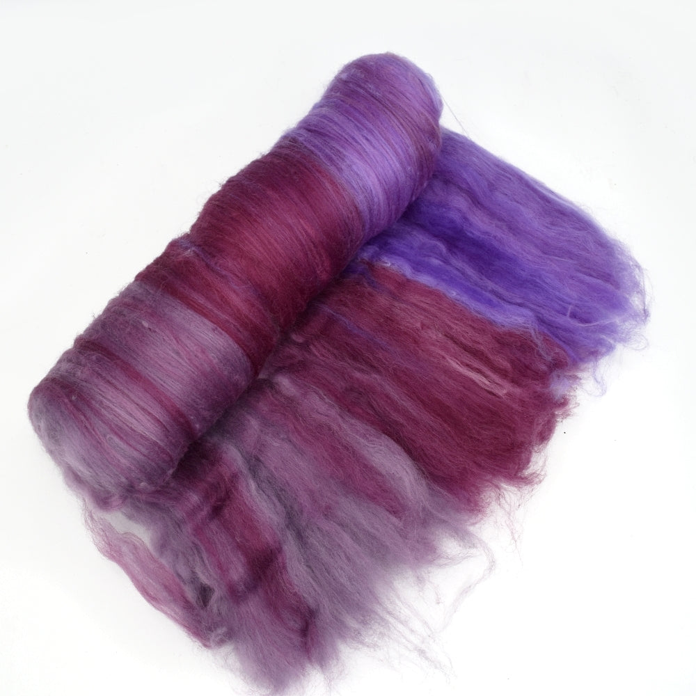 Tasmanian Merino Wool Carded Batts Hand Dyed Eggplant| Merino Wool Batts | Sally Ridgway | Shop Wool, Felt and Fibre Online