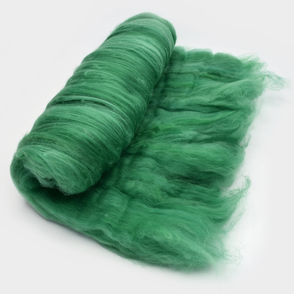 Tasmanian Merino Wool Carded Batts Hand Dyed Green Mint| Merino Wool Batts | Sally Ridgway | Shop Wool, Felt and Fibre Online