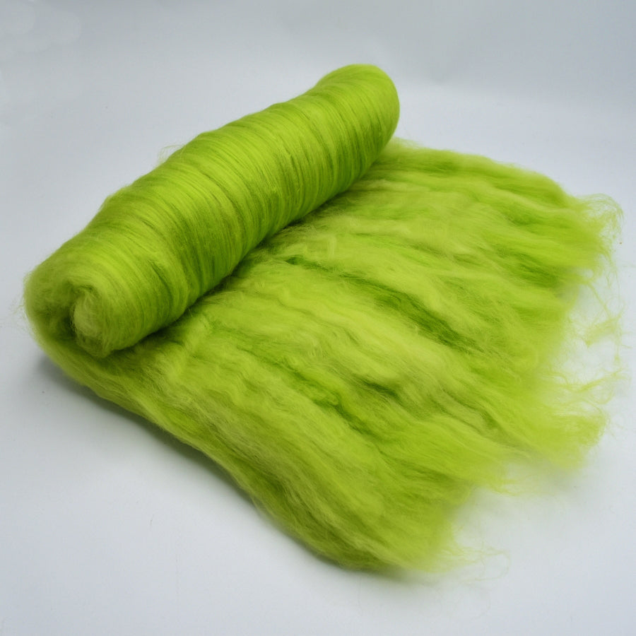 Tasmanian Merino Wool Carded Batts Hand Dyed Kiwi Green| Merino Wool Batts | Sally Ridgway | Shop Wool, Felt and Fibre Online