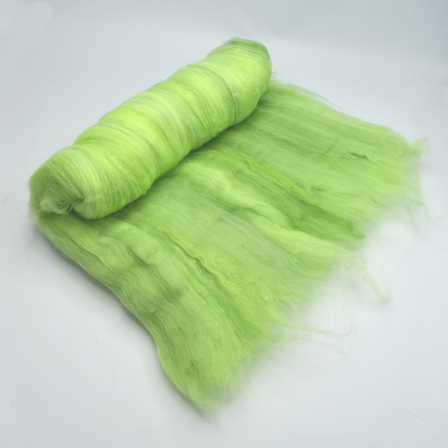 Tasmanian Merino Wool Carded Batts Hand Dyed Lime Green| Merino Wool Batts | Sally Ridgway | Shop Wool, Felt and Fibre Online