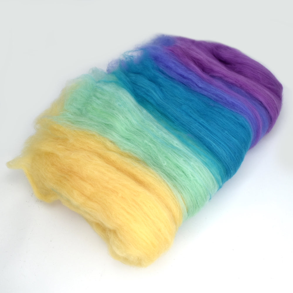 Tasmanian Merino Wool Carded Batts Hand Dyed Rainbow| Merino Wool Batts | Sally Ridgway | Shop Wool, Felt and Fibre Online