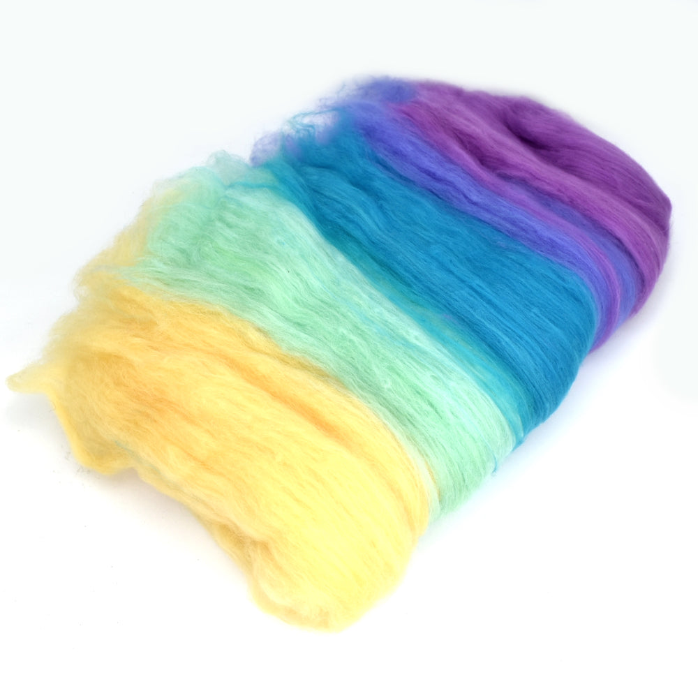 Tasmanian Merino Wool Carded Batts Hand Dyed Rainbow| Merino Wool Batts | Sally Ridgway | Shop Wool, Felt and Fibre Online