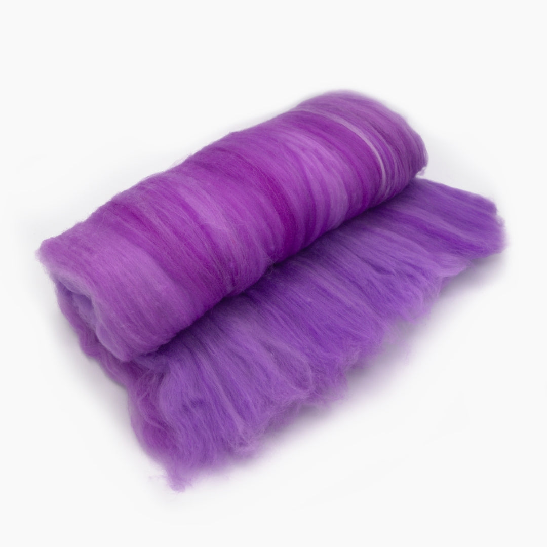 Tasmanian Merino Wool Carded Batts Hand Dyed Royal Lavender| Merino Wool Batts | Sally Ridgway | Shop Wool, Felt and Fibre Online