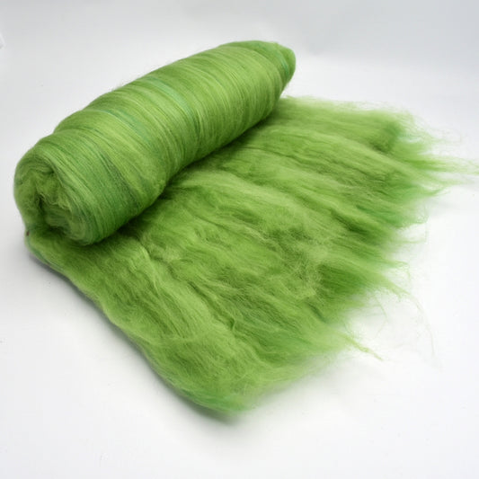 Tasmanian Merino Wool Carded Batts Hand Dyed Spring Green 13158| Merino Wool Batts | Sally Ridgway | Shop Wool, Felt and Fibre Online