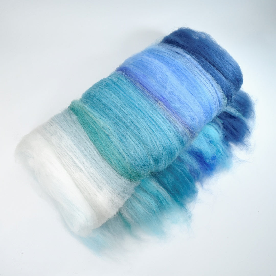 Tasmanian Merino Wool Carded Batts Mixed Colours-Merino Wool Batts-2-Batt 1 Blues-Sally Ridgway Designs in Felt &amp; Fibre