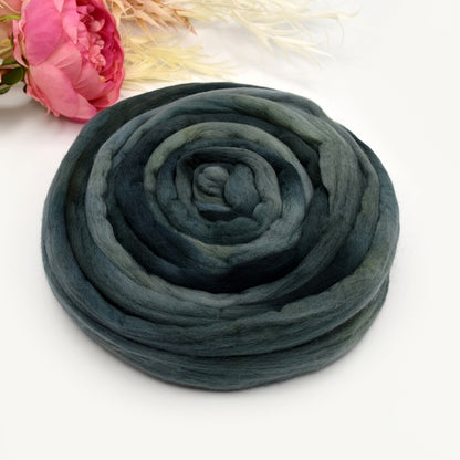 Tasmanian Merino Wool Combed Top Hand Dyed Bottle Green| Merino wool tops | Sally Ridgway | Shop Wool, Felt and Fibre Online