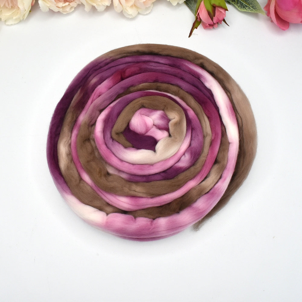 Tasmanian Merino Wool Combed Top Hand Dyed Magnolia Bloom| Merino wool tops | Sally Ridgway | Shop Wool, Felt and Fibre Online