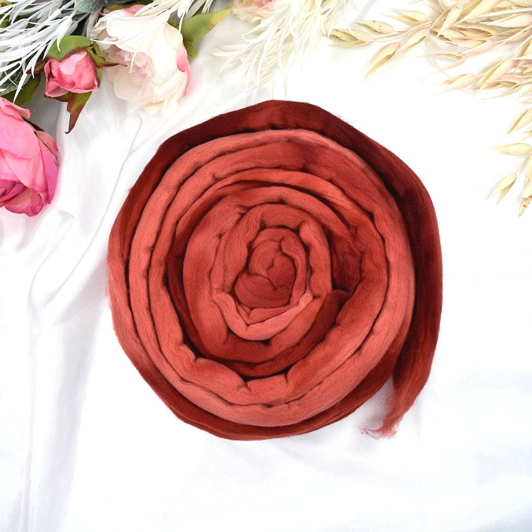 Tasmanian Merino Wool Combed Top Hand Dyed Red Rock| Merino wool tops | Sally Ridgway | Shop Wool, Felt and Fibre Online