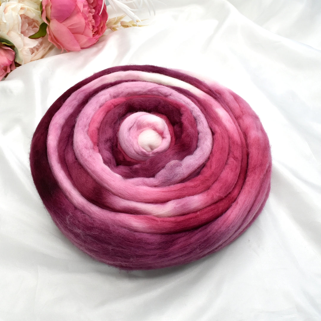 Tasmanian Merino Wool Combed Top Hand Dyed Venus Pink| Merino Wool Tops | Sally Ridgway | Shop Wool, Felt and Fibre Online