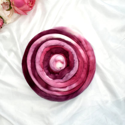 Tasmanian Merino Wool Combed Top Hand Dyed Venus Pink| Merino Wool Tops | Sally Ridgway | Shop Wool, Felt and Fibre Online