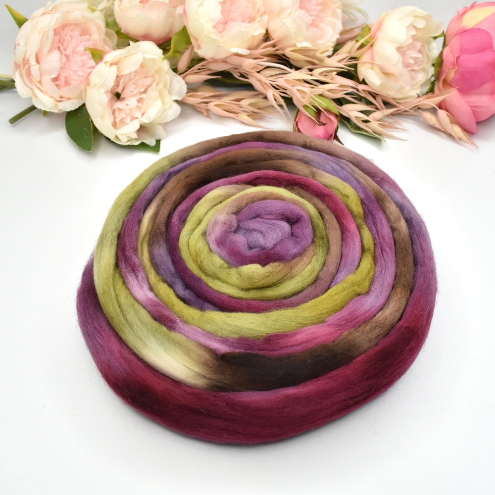 Tasmanian Merino Wool Combed Top Hand Dyed Vineyard| Merino wool tops | Sally Ridgway | Shop Wool, Felt and Fibre Online