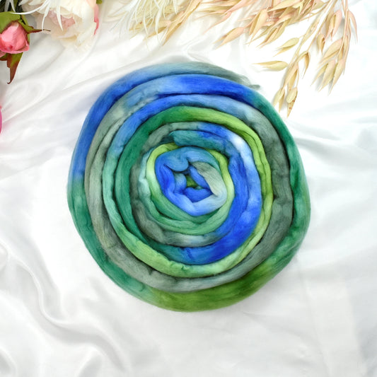 Tasmanian Merino Wool Combed Top in Teal Ripple| Merino Wool Tops | Sally Ridgway | Shop Wool, Felt and Fibre Online