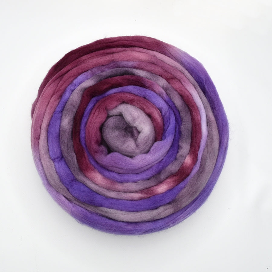 Tasmanian Merino Wool Combed Top Eggplant| Merino wool tops | Sally Ridgway | Shop Wool, Felt and Fibre Online
