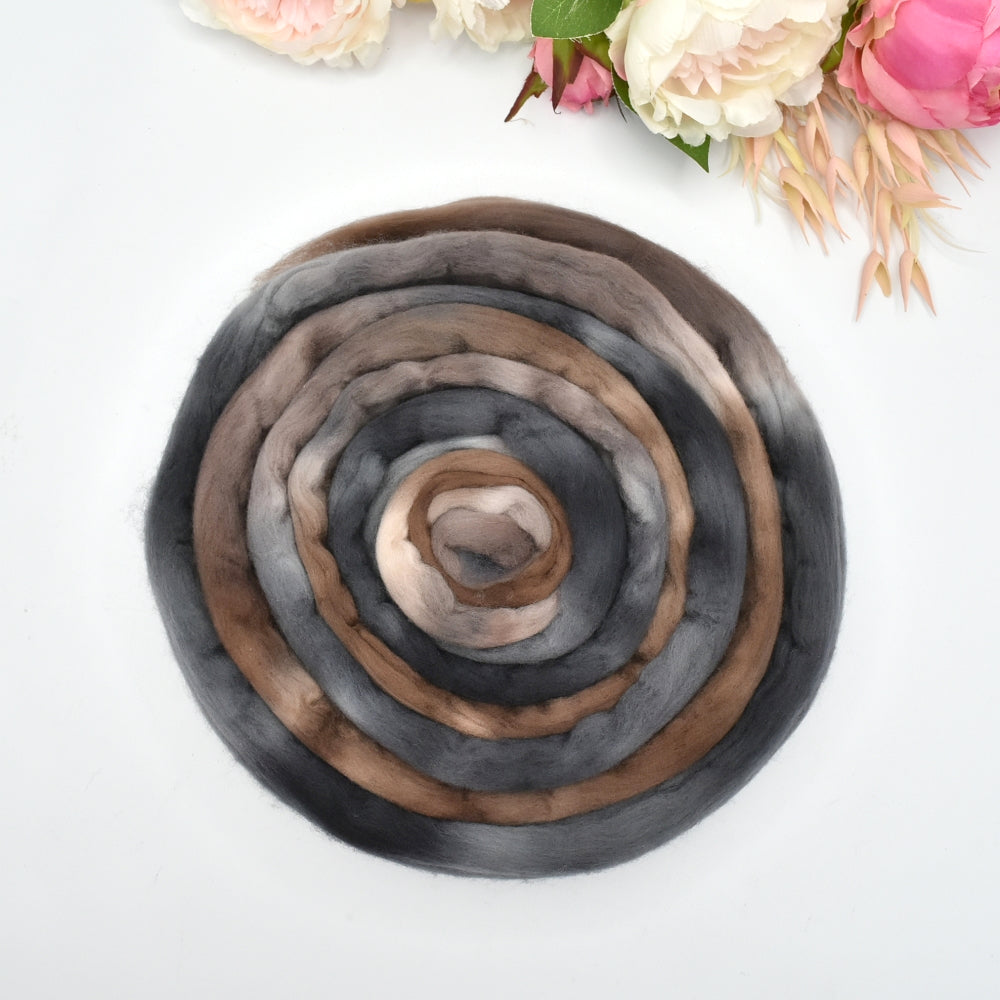 Tasmanian Merino Wool Combed Top (Roving) in Chocolate| Merino Wool Tops | Sally Ridgway | Shop Wool, Felt and Fibre Online