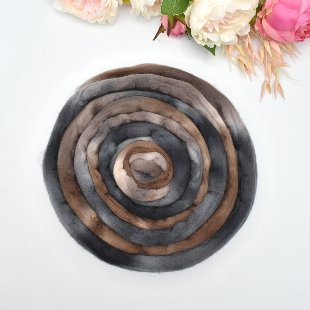 Tasmanian Merino Wool Combed Top (Roving) in Chocolate| Merino Wool Tops | Sally Ridgway | Shop Wool, Felt and Fibre Online