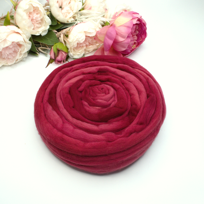 Tasmanian Merino Wool Combed Top Hand Dyed Scarlet| Merino wool tops | Sally Ridgway | Shop Wool, Felt and Fibre Online
