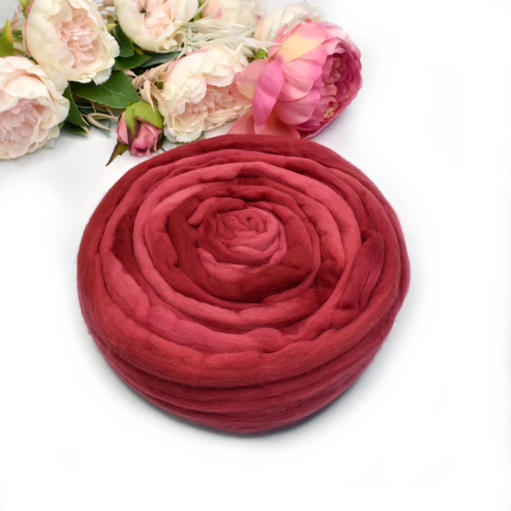 Tasmanian Merino Wool Combed Top Hand Dyed Scarlet| Merino wool tops | Sally Ridgway | Shop Wool, Felt and Fibre Online
