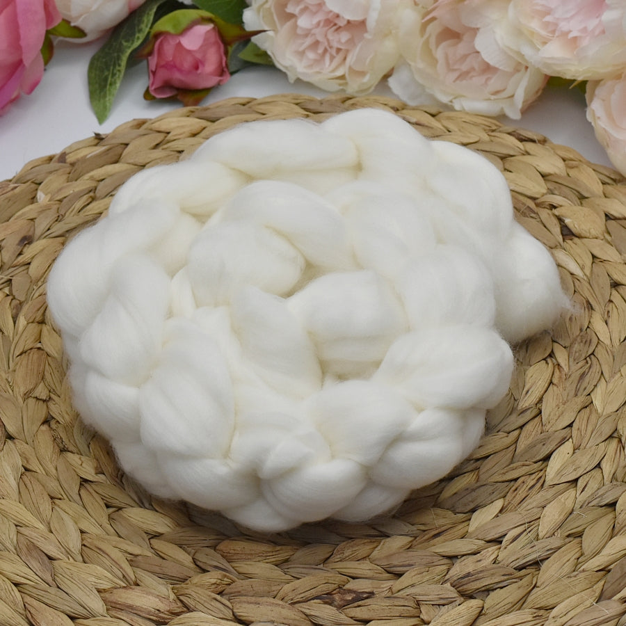 Tasmanian Merino Wool Top Superwash 18.5 micron Undyed Creamy White 400 grams| Undyed Wool Roving Top | Sally Ridgway | Shop Wool, Felt and Fibre Online