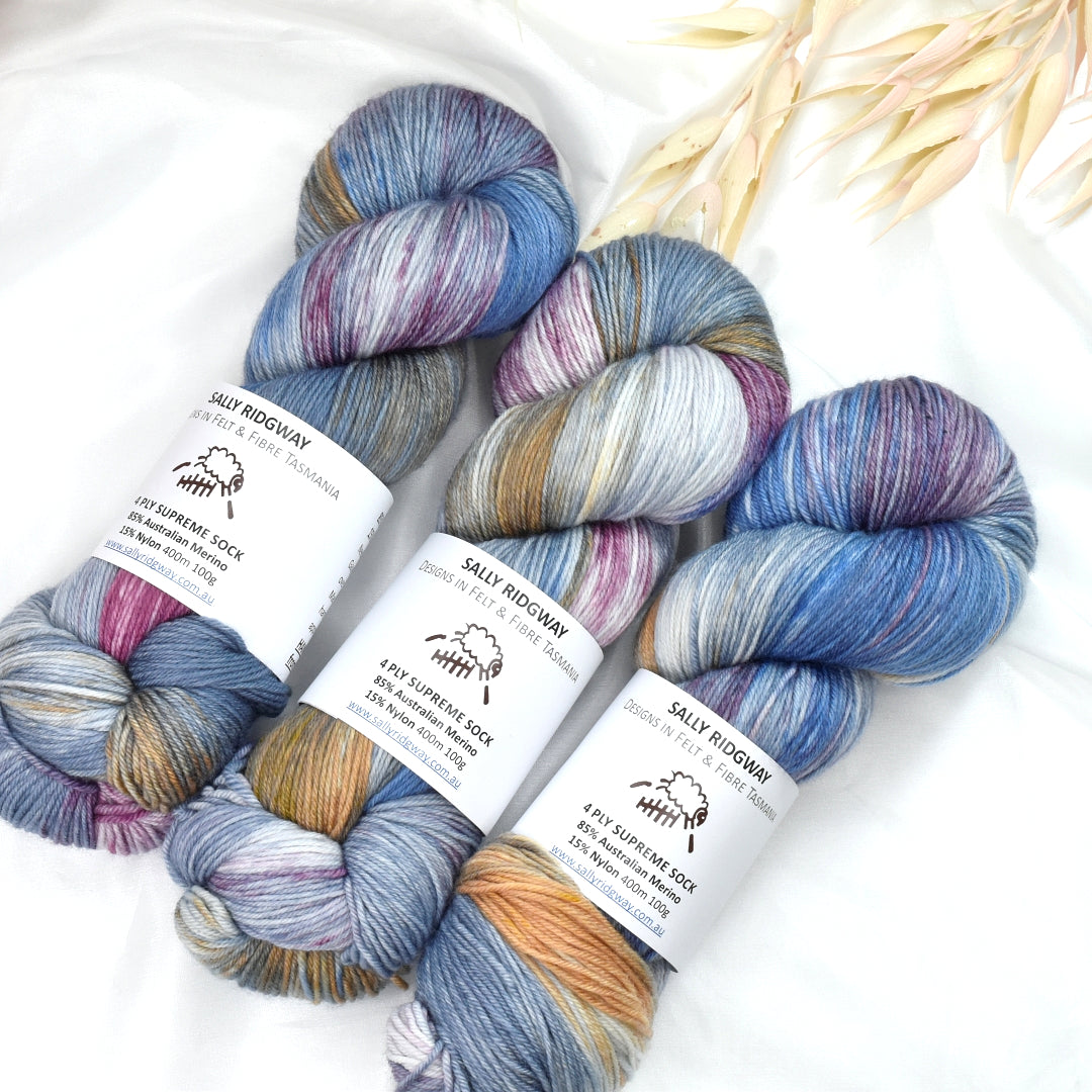 Vintage Vibes 4 ply Supreme Sock Yarn Hand Dyed| Sock Yarn | Sally Ridgway | Shop Wool, Felt and Fibre Online