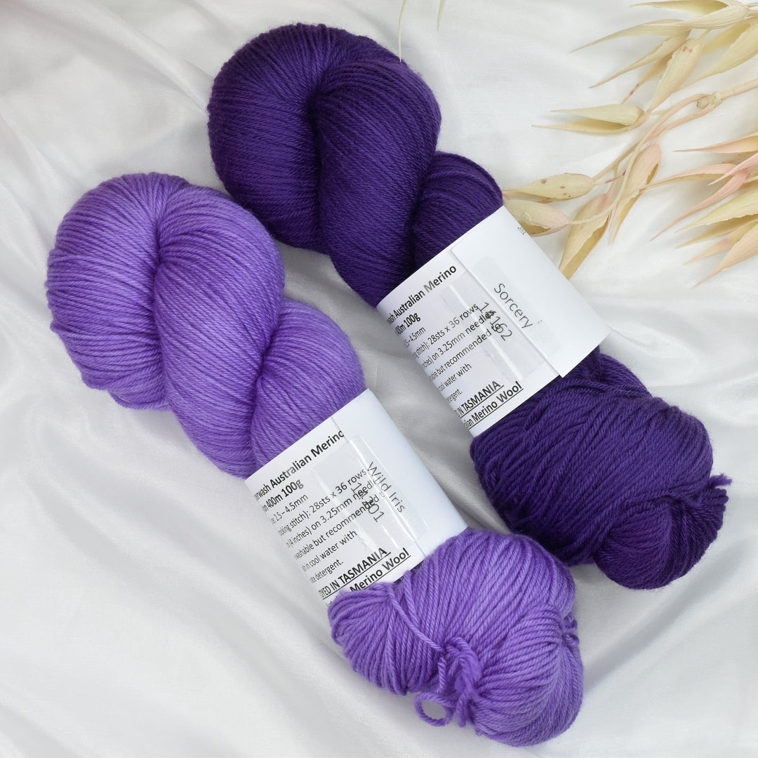 Wild Iris 4 ply Supreme Sock Yarn Hand Dyed| Sock Yarn | Sally Ridgway | Shop Wool, Felt and Fibre Online